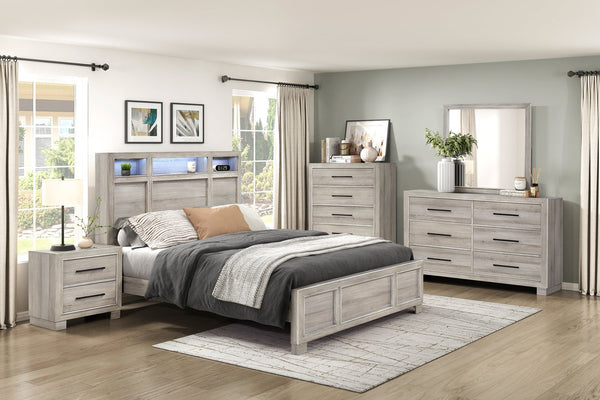 English Elm Modern Six-Drawer Dresser with Antique Brass Pulls, Fully Assembled Contemporary Wood Blend Storage, Smooth-Glide Drawers for Durable Everyday Use Gray 38.5 L x 20 W x 54.5 H B011P389529