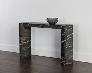 Sunpan Axle Console Table - Modern Concrete Design Perfect For Small Spaces With Chic Clean Lines Black Concrete 111916