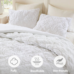 English Elm 3PCS King Comforter Set with Plush Microfiber Fill, Oversized 102"x88" Comforter and Shams White 16.93 L x 12.99 W x 7.87 H B035P366530