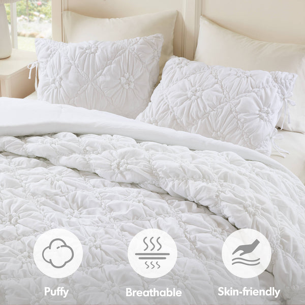 English Elm 3PCS Plush Microfiber Full/Queen Comforter Set with Hypoallergenic Poly Fill and Soft Shams White 16.93 L x 12.99 W x 6.69 H B035P366529
