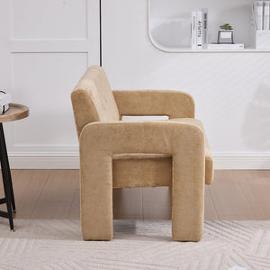 English Elm Nordic Ergonomic Double Armchair Upholstered Chenille Two-Seater Sofa 550lb Capacity Compact Lounge Chair Yellow W395P380536