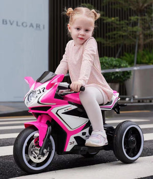 English Elm 6v Kids Ride on Motorcycle with Led Wheels Mp3 Player and Sport Bike Style for Toddlers Pink W1760110305
