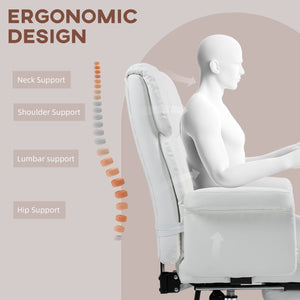 English Elm Homcom Ergonomic Executive Office Chair With Reclining Footrest, Lumbar Support & Pu Leather Comfort W2225P250005