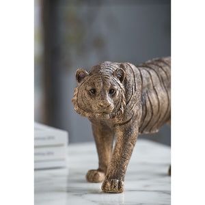 English Elm 11.5x3.5x5.5" Tiger Statue Decor — Gleaming Coppery Finish, Regal Stalking Pose for Elegant Accent (96) W2078P281334