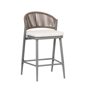 English Elm Christopher Knight Home® - Outdoor 26" Height Metal Frame Counter Stools Set Of 2 With Rattan Backrest & Cushions, Matte Grey N772P245123G