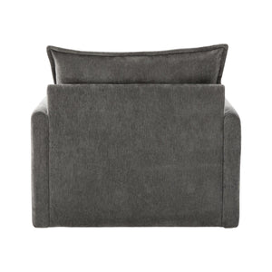 English Elm UNITED Swivel Barrel Chair with Chenille Upholstery, 360° Smooth Rotation, Padded Arm Comfort and Side Pockets for Living Room Relaxation Gray W1568P290087
