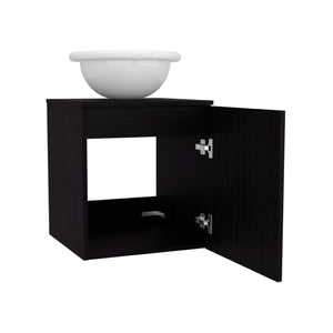 English Elm Colville Floating Wall Mount Vanity Cabinet Matte Finish Modern Bathroom Storage Black B092P439901