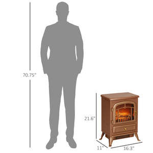 English Elm Homcom 22" Electric Fireplace Stove - Realistic Led Flames, 750W/1500W, Safety Features, Dark Brown W2225P249842