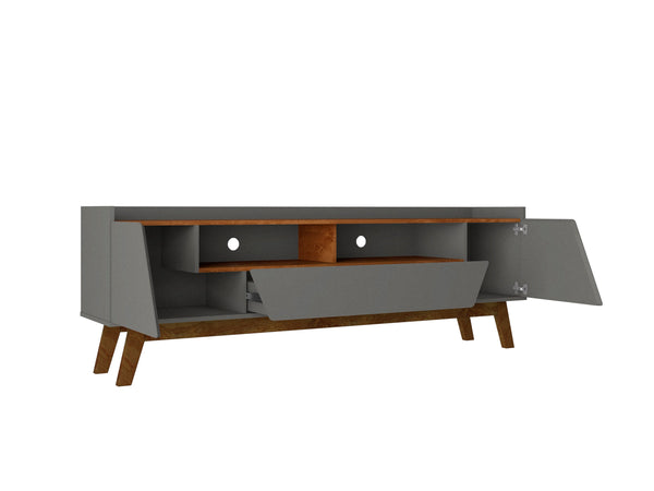 English Elm Marcus 71” TV Stand with Soft-Close Doors, Cable Management, 4 Shelves & Pine Legs for Style DARK GREY B365P397907