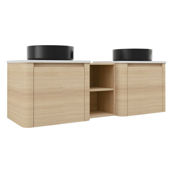 English Elm 60'' Wall-Mounted Bathroom Vanity With Ceramic Art Sink & Soft-Close Door For Modern Elegance W999S00472