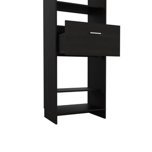 English Elm Hybrid Closet System with Five Open Shelves, Spacious Drawer & Metal Rod for Smart Vertical Storage Black 83 L x 20 W x 4 H B128S00093