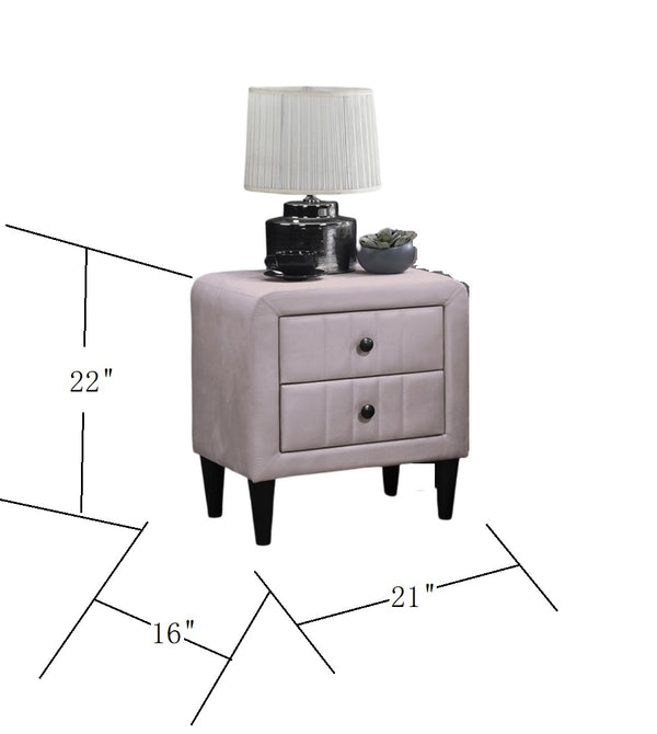 English Elm Light Pink Velvet Nightstand 2-Drawer Bedside Table 21x16x22in Sleek Tempered Legs, Stylish Storage B011P190169