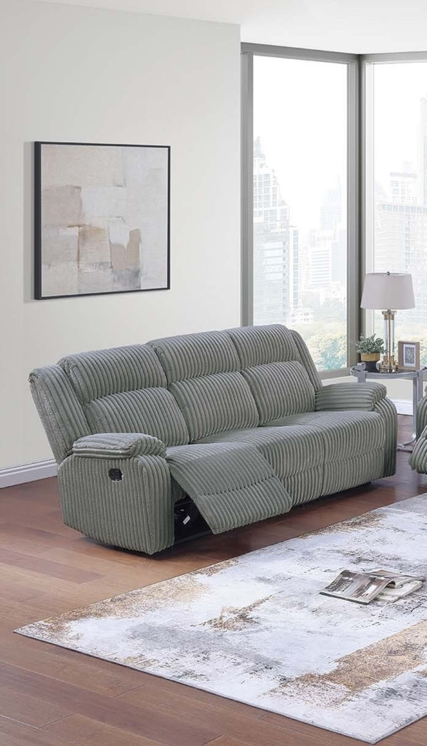 English Elm Smoke Plush Corduroy Reclining Sofa 83" - Fur-Like Texture, Thick Arms, Manual Motion Couch Comfort B011P335286