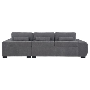 English Elm Plather Luxe Upholstered Sectional with Right Chaise, Grid-Tufted Reversible Cushions & Sturdy Block Legs Charcoal grey B062S01356