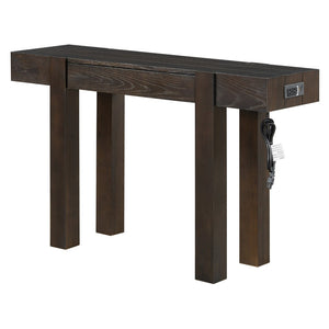 English Elm Trexm Ash Veneer Entryway Console Table Built in Power Outlet Drawer Rubberwood Espresso N715P361518P