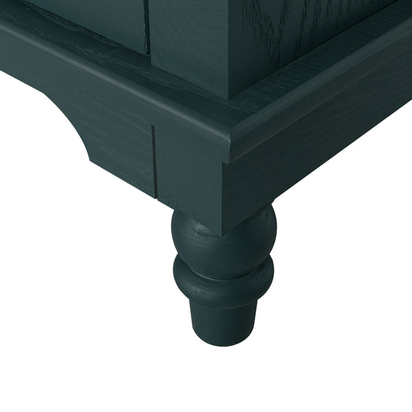 English Elm American Hollow-Carved 2 Door Accent Cabinet — Pine Feet, Gold Handles, Rustic Entryway Storage Buffet W688P145774