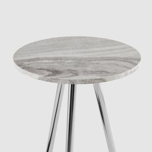 16" 3-Leg Glam Side Table Grey UV Marble, Chrome, Faux Grey Vein Cut Marble TLLL8KGVCR Walker Edison