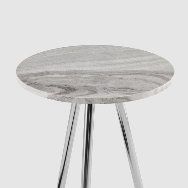 16" 3-Leg Glam Side Table Grey UV Marble, Chrome, Faux Grey Vein Cut Marble TLLL8KGVCR Walker Edison
