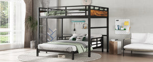 English Elm Full Xl Metal Bunk Bed - Versatile Loft & Platform Configuration With Vintage Wood Accents & Safety W1580S00228