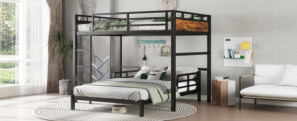 English Elm Full Xl Metal Bunk Bed - Versatile Loft & Platform Configuration With Vintage Wood Accents & Safety W1580S00228