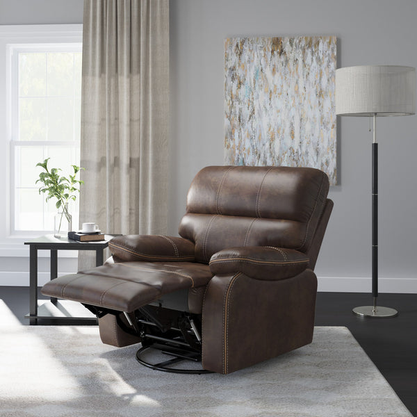 English Elm Wallace & Bay - Brown Swivel Gliding Recliner – Rustic Contemporary Chocolate Fabric, Easy-Care, Plush Comfort B361P384416