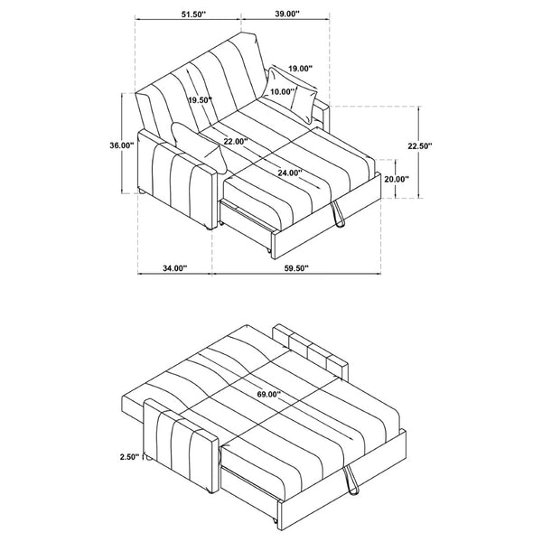 English Elm Westwind Bouclé Channel Tufted Sleeper Sofa with Pull Out Bed for Guest Rooms Beige B062P451684