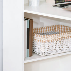 English Elm HOMCOM 47" Modern Home Office Desk with 6-Tier Shelves, Space-Saving Writing Table, White Finish W2225P174000