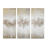 Taupe Luminous Glam/Luxury Heavily Embellished 3-piece Canvas Wall Art Set