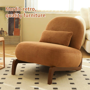 English Elm Cute Barrel Velvet Accent Chair Armless Solid Wood Legs Cozy Reading Nook Seat Caramel W2105P412977