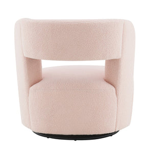 English Elm Swivel Teddy Fabric Barrel Chair with 360° Base, Plush Upholstery, Durable Plywood Frame, Cozy Seating Light Pink W2671P230457