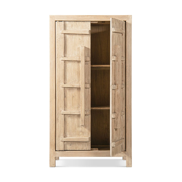 English Elm Rowan Reclaimed Pine Tall Cabinet Crossbar Double Doors Rustic Farmhouse Storage B2719P474455