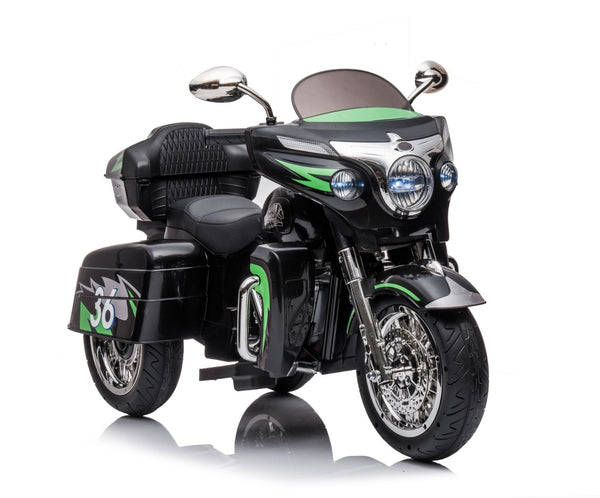 English Elm 12v Kids Electric Ride on Motorcycle with Led Lights Bluetooth Music and Storage Trunk Black W1760P237295