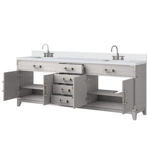 English Elm White Oak Double Bath Vanity Set With Cultured Marble Top, Chrome Faucet & Ample Storage Space B2731P259990-GIGA