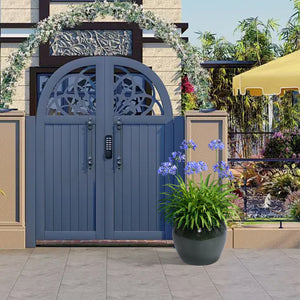 English Elm 3 Pieces Ceramic Flowerpot Set - Elegant Antique Blue-Green Planters For Home, Garden & Patio Decor W3273P321543