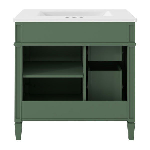 English Elm 30'' Modern Bathroom Vanity With Ceramic Sink, Ample Storage & Soft-Close Drawers For Elegance N710P206904F
