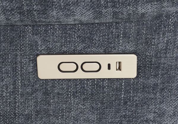 English Elm Omarion Blue Chenille Power Recliner with Lift, Heated Massage, USB, Cup Holders & Space-Saving Design B2726P245482