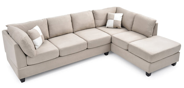 English Elm Malone Modern Microfiber Sectional Sofa with Pocketed Coil & Foam Seating, Removable Backs for EZ Delivery White 27.5 L x 47.5 W x 23 H B078S00531