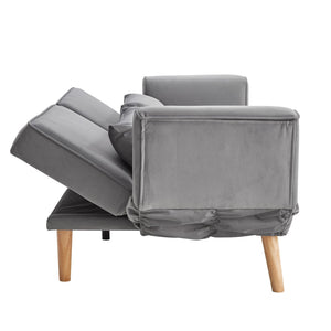 English Elm 72.8" Velvet Futon Sleeper Sofa Split Back Reclining Couch for Apartments and Guest Rooms Gray W1669P364128