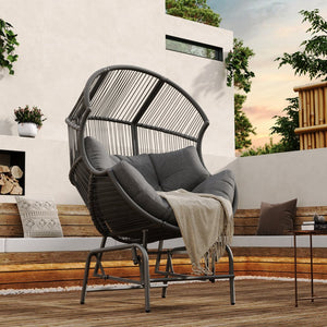 English Elm Christopher Knight Home® - Palos Outdoor Wicker Glider Chair - Weather-Resistant Dark Gray With Plush Cushions For Relaxation N775P191232G