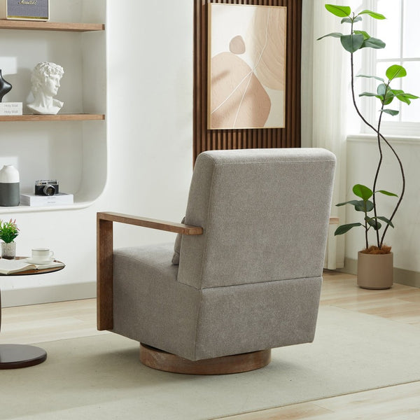 English Elm 29.13"w Boucle Swivel Accent Chair Open Back 360 Rotation Modern Lounge Seating Gray W3188P417948