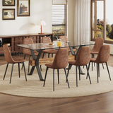 Hearth and Haven Dining Table. Modern Tempered Glass Dining Table. Large Modern Office Desk with Black Metal Legs and Mdf Crossbars, Suitable For Home and Office Use. 8 High-End Cushioned Seats.F1105 B0501A W1151S00849