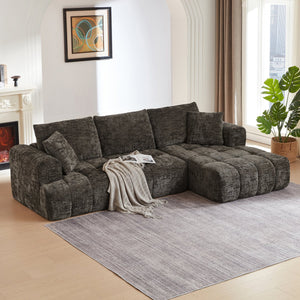 English Elm Chenille L-Shape Oversized Luxury Sectional Sofa - Comfy Tufted Couch For Living Room & More! W2339S00082