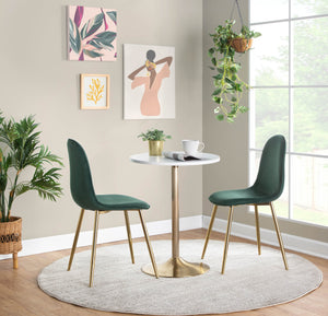 English Elm Pebble Adjustable Dining or Bar Table – Gold Metal Base, White Wood Top, Seats Two, Contemporary Glam B202P223363