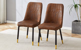 English Elm Brown Suede-Like Velvet Dining Chair Set (Two-Pack)Black Metal Legs,Dinning Chairs,Brown.