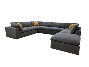English Elm Coffee Bean Textured Modular Sectional Sofa Low Profile Living Room Contemporary Light Gray B2748S00072
