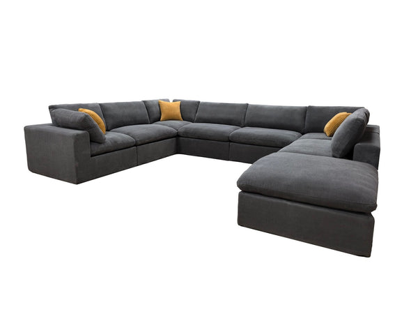 English Elm Coffee Bean Textured Modular Sectional Sofa Low Profile Living Room Contemporary Light Gray B2748S00072