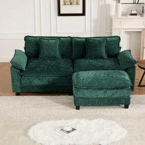English Elm Wider Armrest Loveseat - Modern Green Chenille Couch With Cloud-Like Comfort For Any Space W1143S00038-GIGA