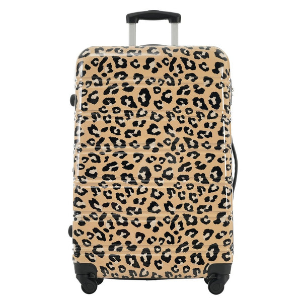 English Elm Hardshell Polycarbonate Luggage Set Three Piece Spinner Suitcases with Tsa Lock Brown Leopard N732P218227W