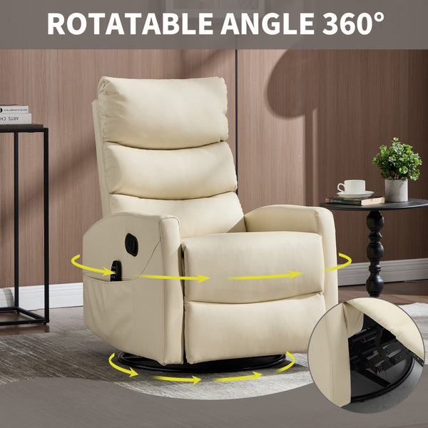 English Elm Heat Massage Rocker Swivel Recliner with 8 Vibration Nodes Fabric Living Room W3224P357578
