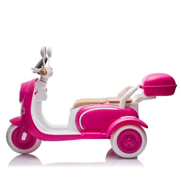 English Elm 12v Dual Motor Two Seater Kids Electric Motorcycle with Bluetooth Led and Foldable Adult Seat W1578P283697